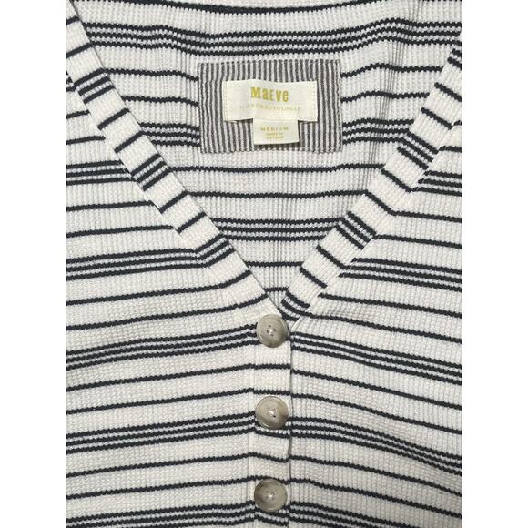 Maeve Anthropologie Eliza Henley Babydoll Tunic Size Medium white Black Striped - Picture 6 of 11